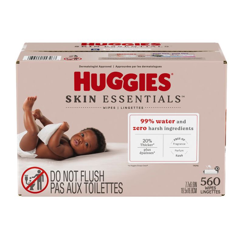 slide 2 of 8, Huggies Skin Essentials Baby Wipes - 560ct -10pk, 560 ct, 10 ct