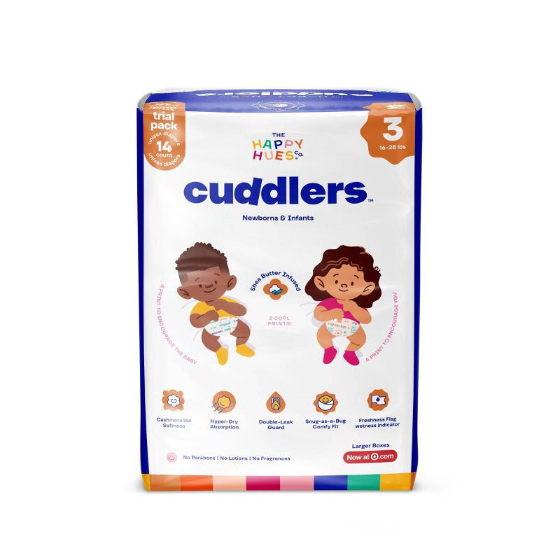 slide 2 of 10, Happy Hues Cuddlers Disposable Diapers Trial Pack - 14ct - Size 3, 14 ct