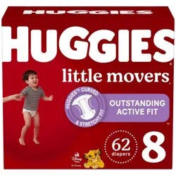Huggies Little Movers Diapers - Size 8 - 62ct
