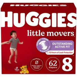 Huggies Little Movers Diapers - Size 8 - 62ct