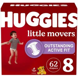 Huggies Little Movers Active Fit Diapers - Size 8 - 62ct