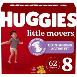Huggies Little Movers Active Fit Diapers - Size 8 - 62ct