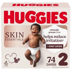 Huggies Skin Essentials Dermatologist Approved Diapers - Size 2 - 74ct