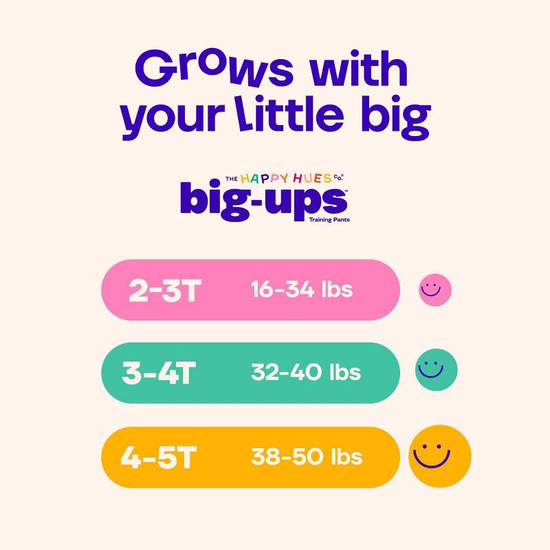 slide 4 of 12, Happy Hues Big-ups Disposable Training Pants - 3T-4T - 46ct, 46 ct