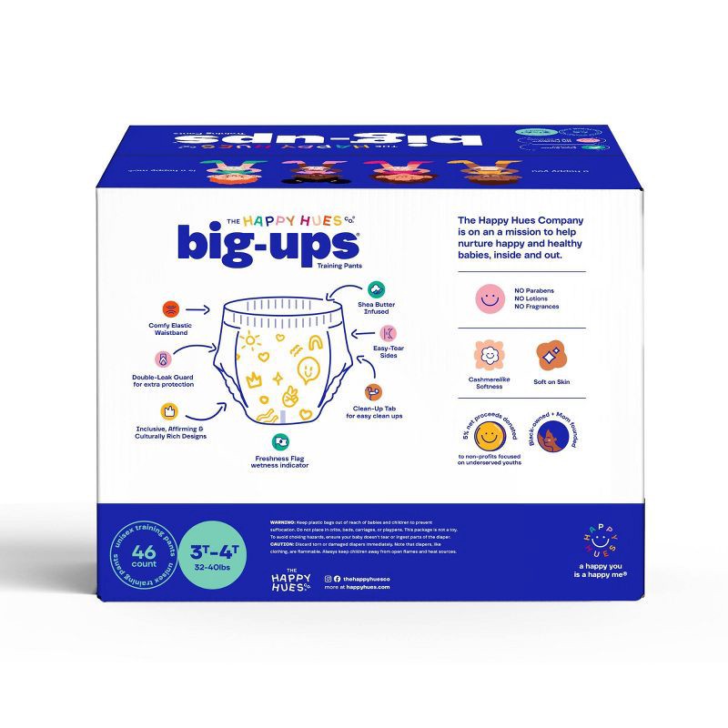 slide 9 of 12, Happy Hues Big-ups Disposable Training Pants - 3T-4T - 46ct, 46 ct