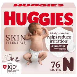 Huggies Skin Essentials Luxury Diapers - Newborn - 76ct