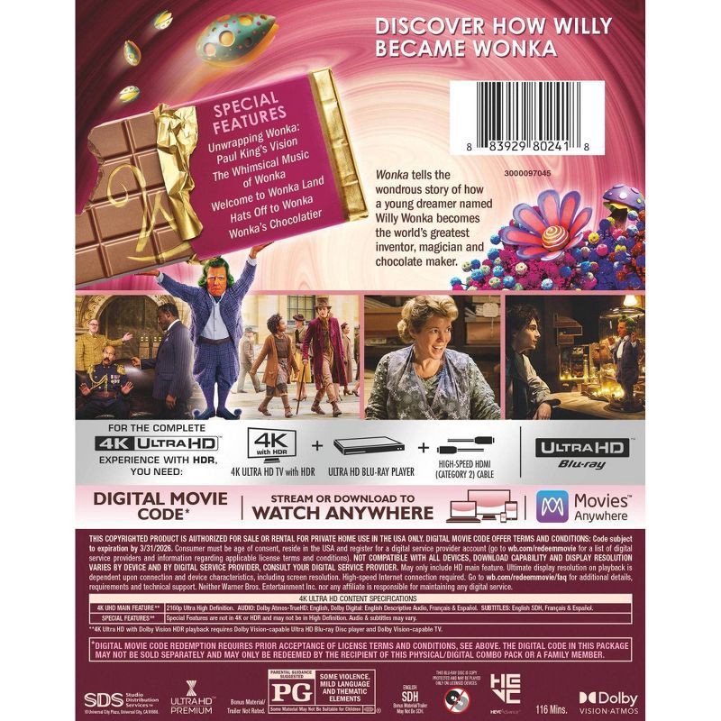 slide 3 of 4, Warner Home Video Wonka (4K/UHD), 1 ct