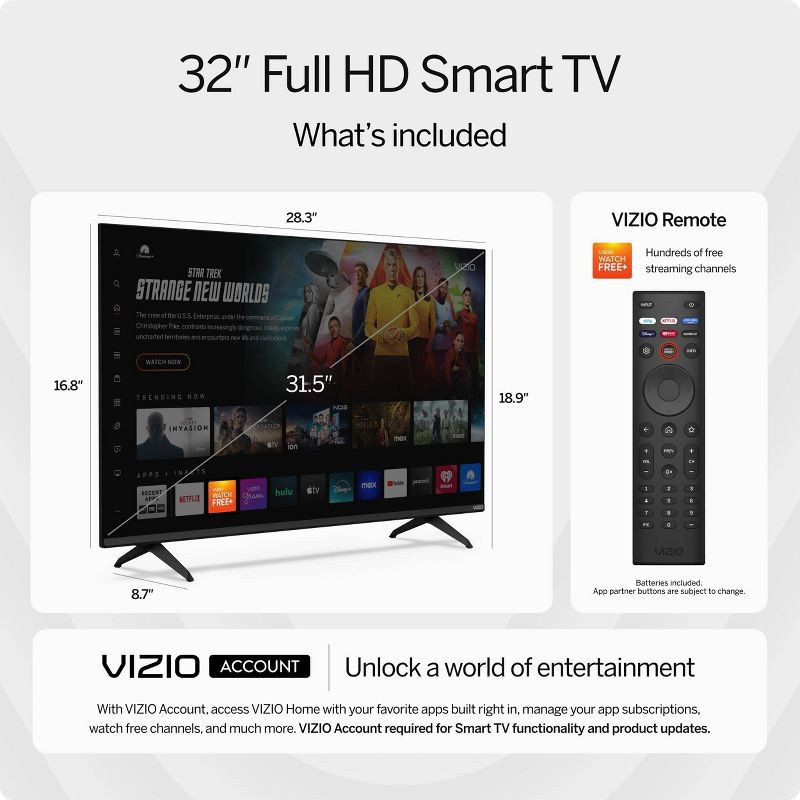 slide 3 of 15, VIZIO 32" Class HD 720p LED Smart TV - VHD32M-08, 1 ct