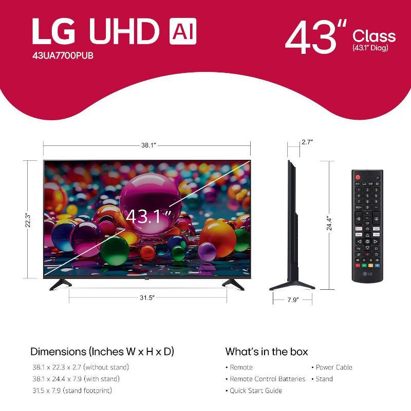 slide 2 of 16, LG Electronics LG 43" Class 4K HDR Smart LED TV - UA7700, 1 ct