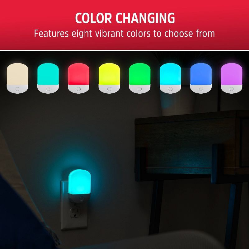 slide 10 of 14, Energizer Color Changing LED Light Sensing Night Light: Plug-In Nightlight for Kids', Electric Wall Plug, 0.5W LED, 1 ct
