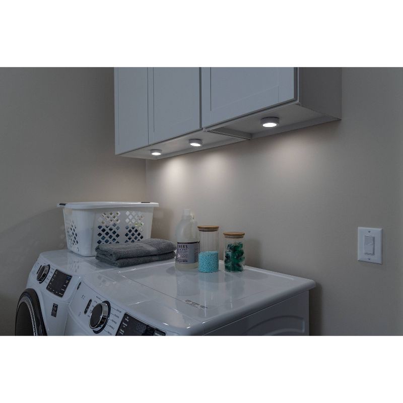 slide 6 of 12, Energizer 2pk LED Battery Operated LED Puck Lights Indoor Touch Activated 20lm White: Tap Light for Closet, UL Listed, 2 ct