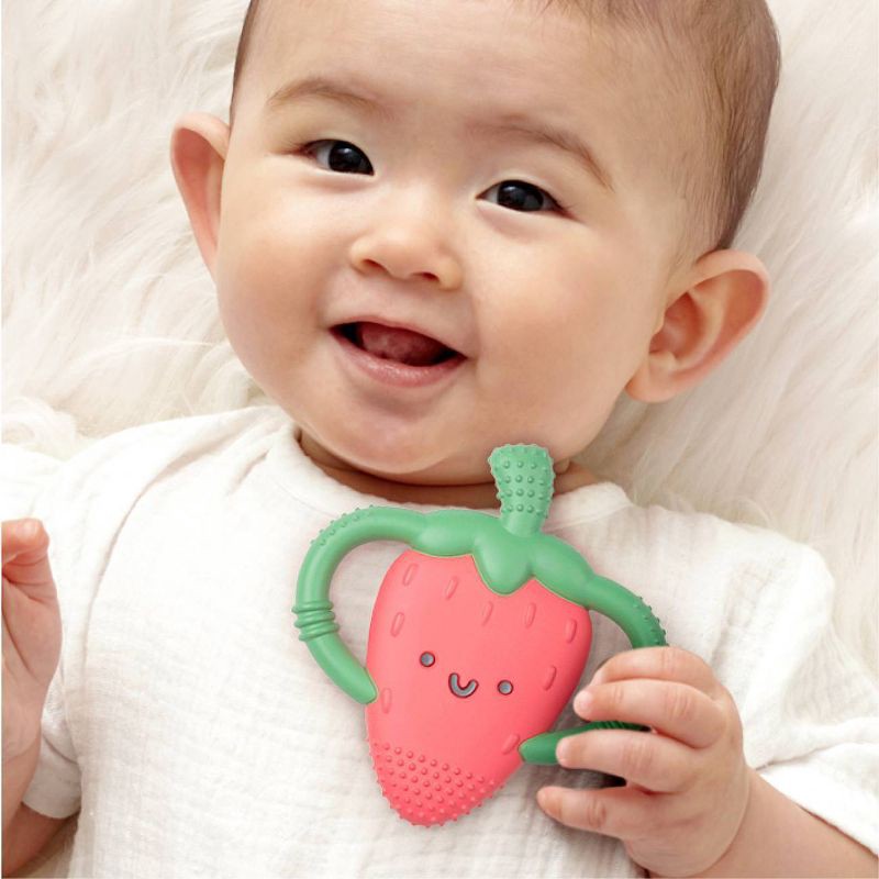 slide 2 of 8, Itzy Ritzy Easy Hold Teether - Strawberry, 1 ct
