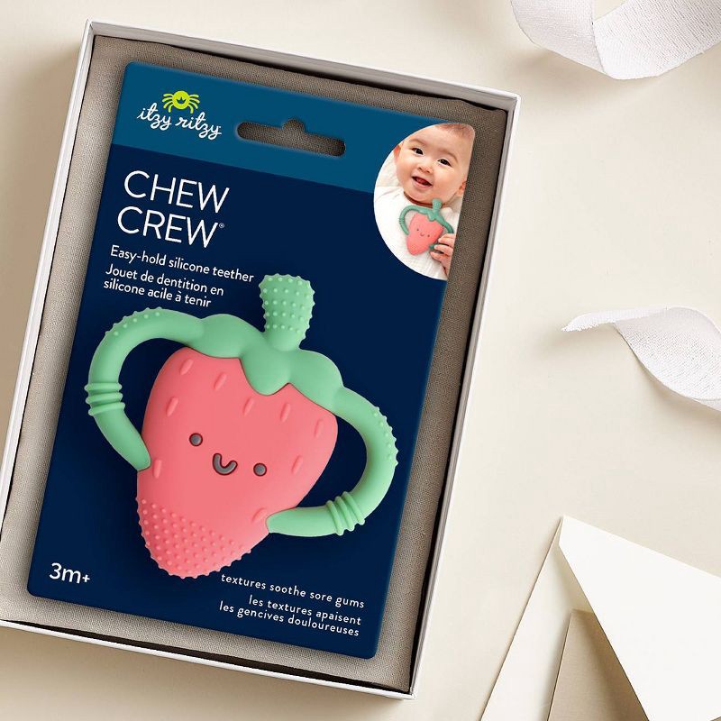 slide 8 of 8, Itzy Ritzy Easy Hold Teether - Strawberry, 1 ct