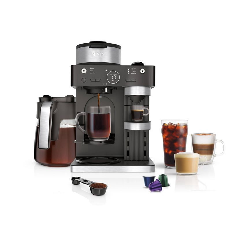slide 1 of 12, Ninja 12c/Single-Serve Espresso & Coffee Barista System – CFN601, 60 oz