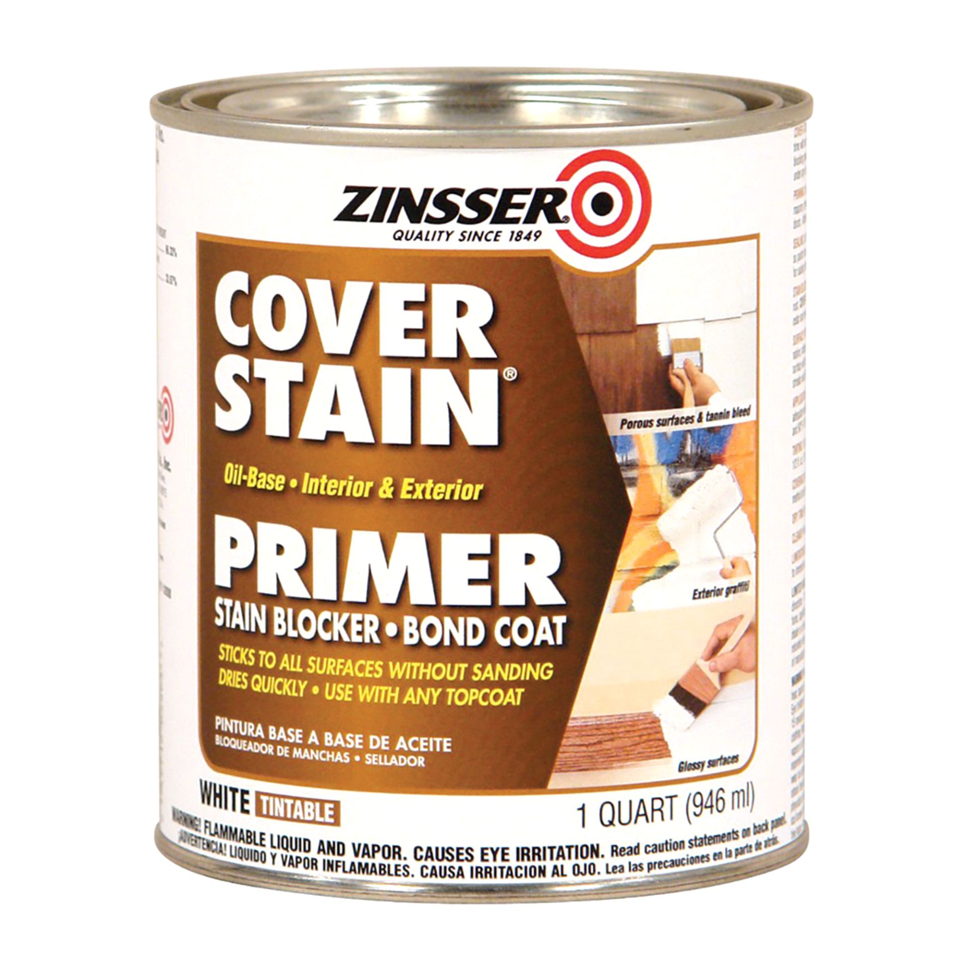 slide 1 of 5, Zinsser High Hide Cover-Stain Oil Based Primer - 03554, Quart, White, 1 ct