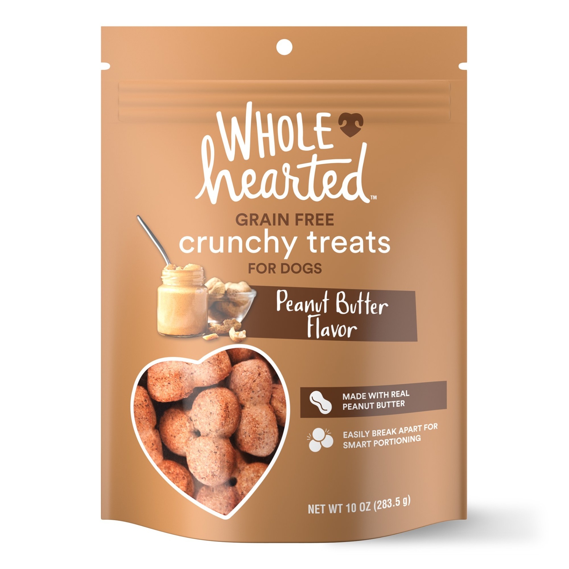 slide 1 of 1, WholeHearted Grain Free Peanut Butter Dog Treats, 10 oz