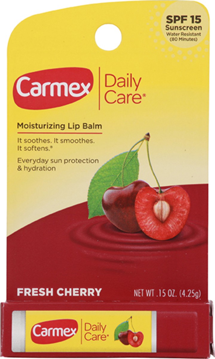 slide 3 of 11, Carmex Daily Care Lip Balm Stick Fresh Cherry, 0.15 oz