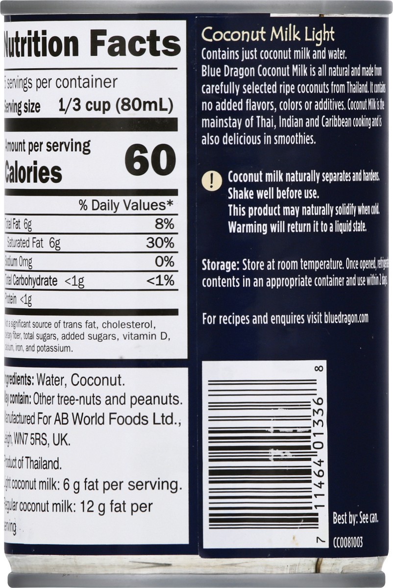 slide 6 of 9, Blue Dragon Light Coconut Milk, 13.5 oz