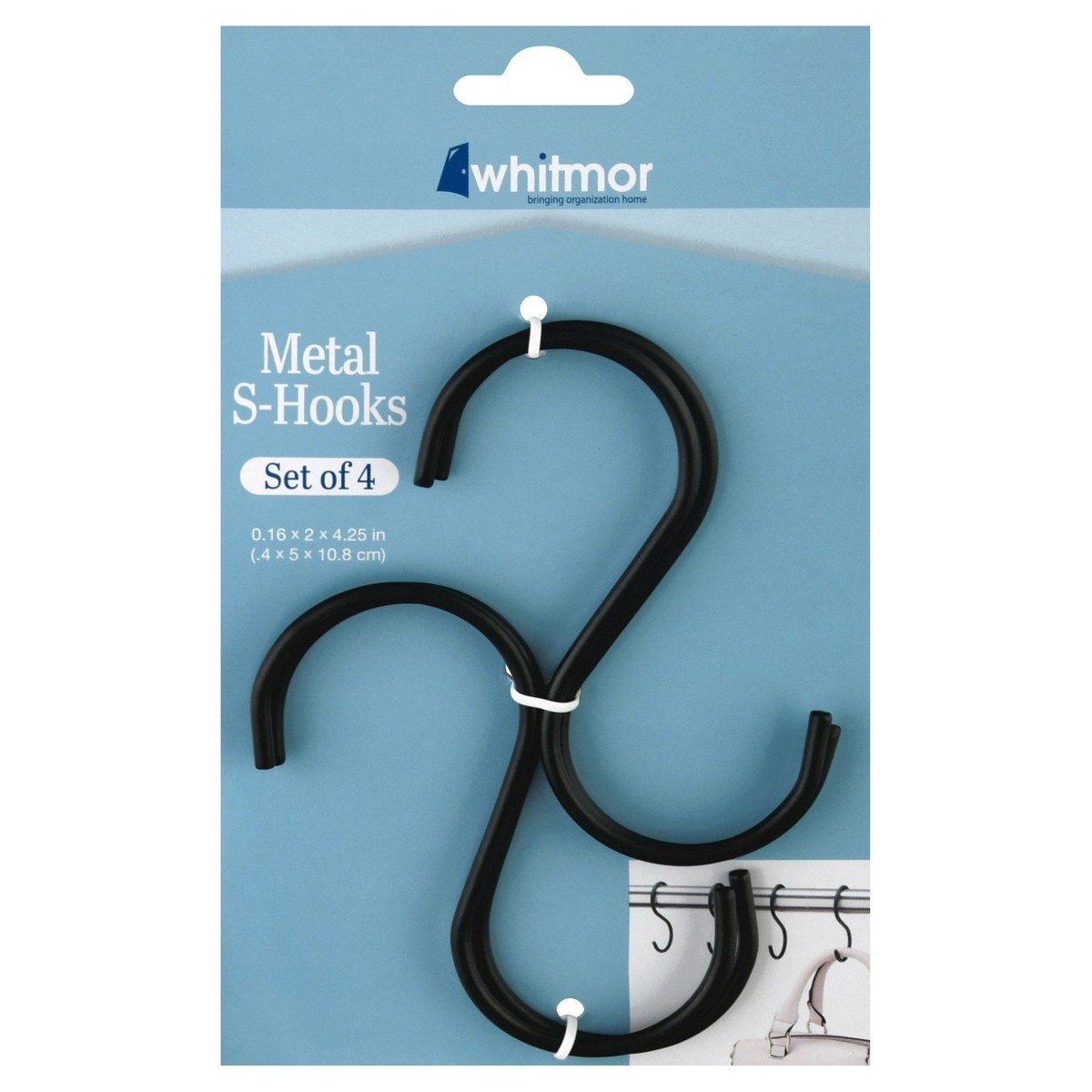 slide 1 of 9, Whitmor Metal S-Hooks 4 ea, 4 ct