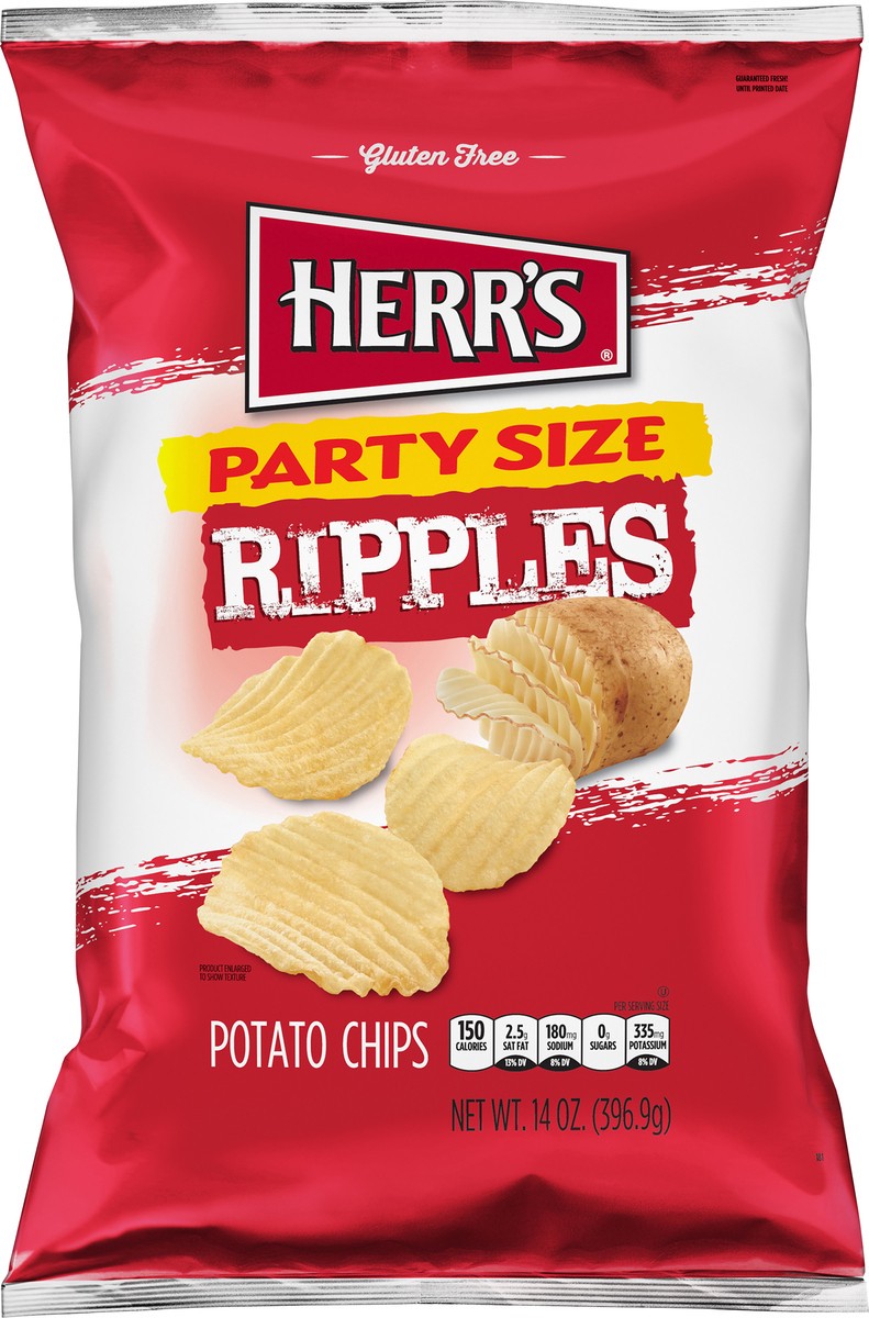 slide 6 of 7, Herr's Party Size Ripples Potato Chips Party Size. 14 oz Bag, 14 oz