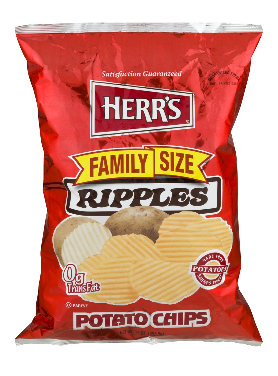 slide 1 of 1, Herr's Ripple Potato Chips, 14 oz