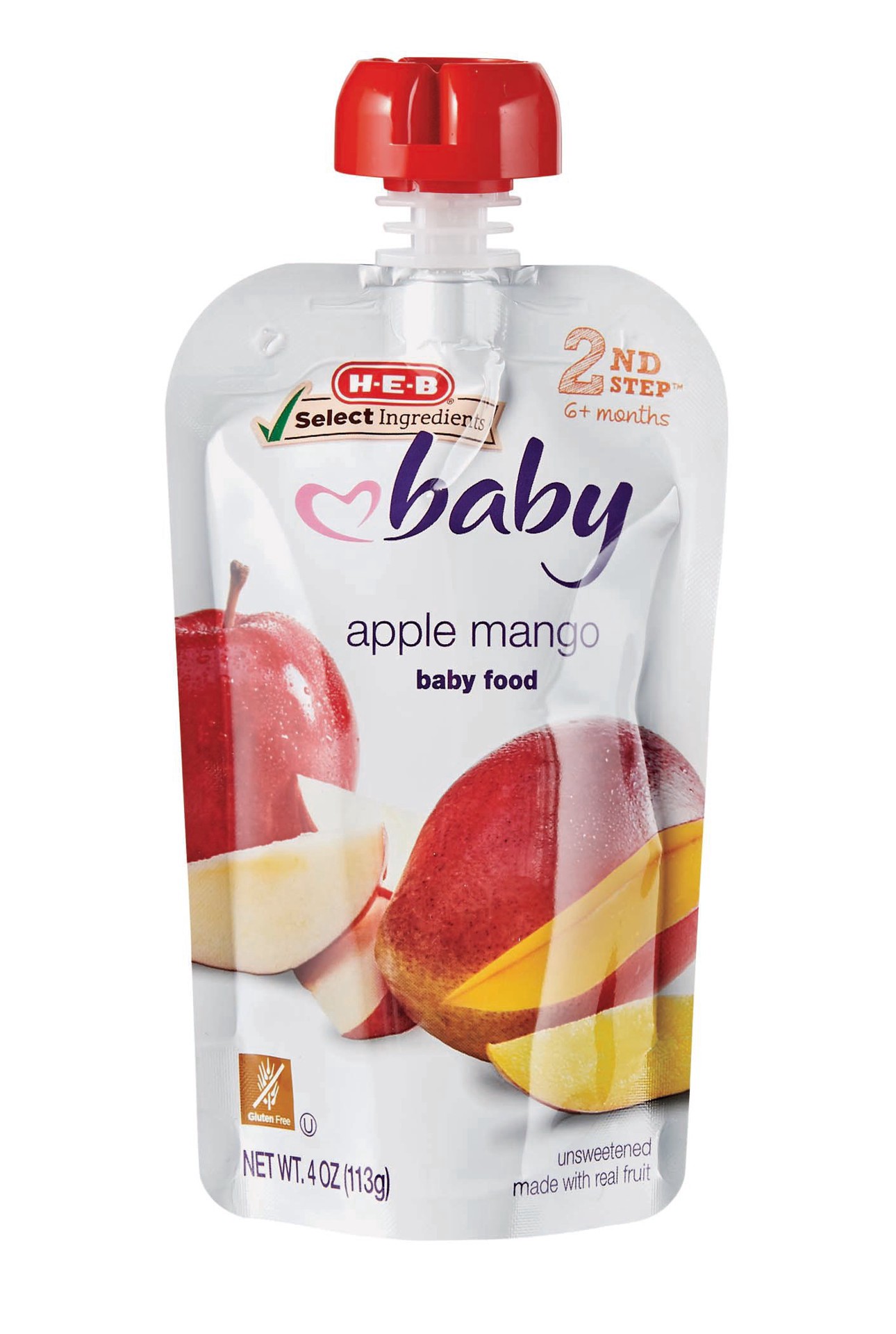 slide 1 of 1, H-E-B Baby Food Pouch – Apple & Mango, 4 oz
