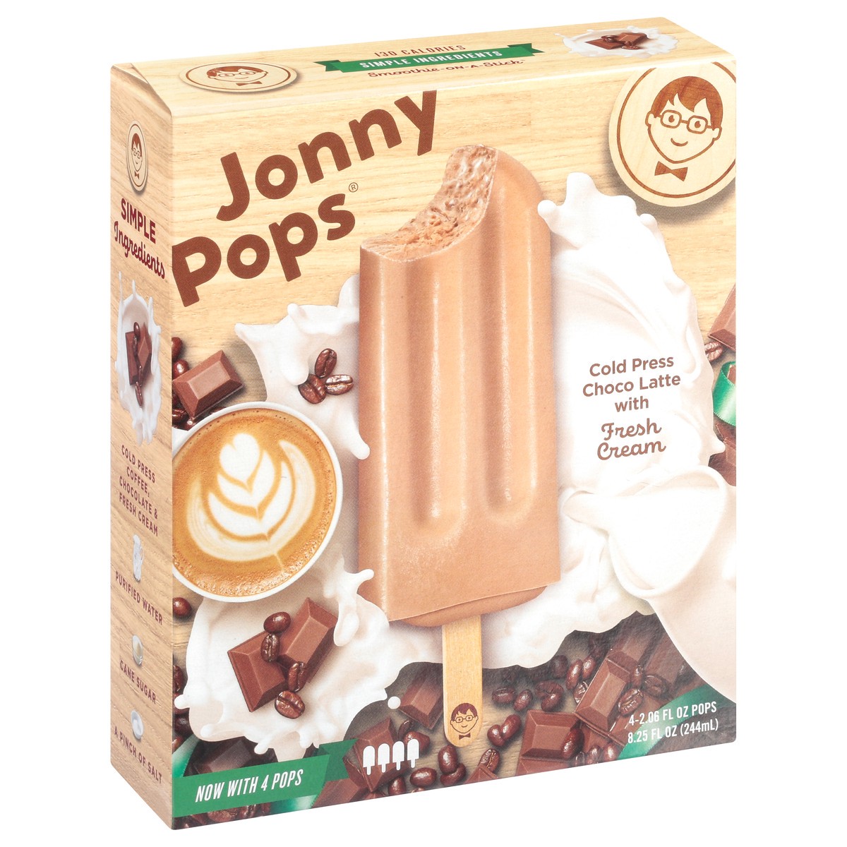 slide 2 of 9, Jonny Pops Cold Pressed Choco Latte With Fresh Cream Pops, 4 ct; 2.06 oz