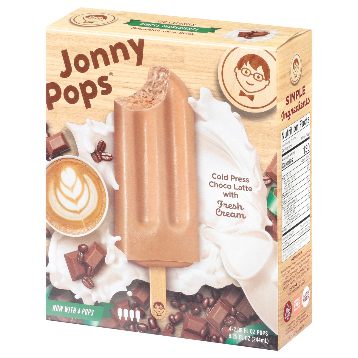 slide 3 of 9, Jonny Pops Cold Pressed Choco Latte With Fresh Cream Pops, 4 ct; 2.06 oz