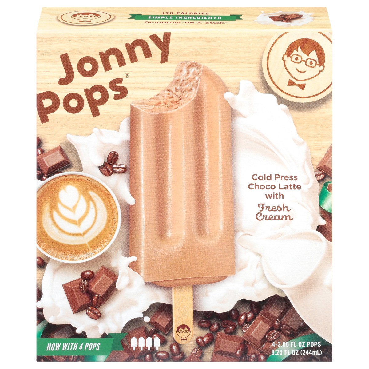 slide 1 of 9, Jonny Pops Cold Pressed Choco Latte With Fresh Cream Pops, 4 ct; 2.06 oz