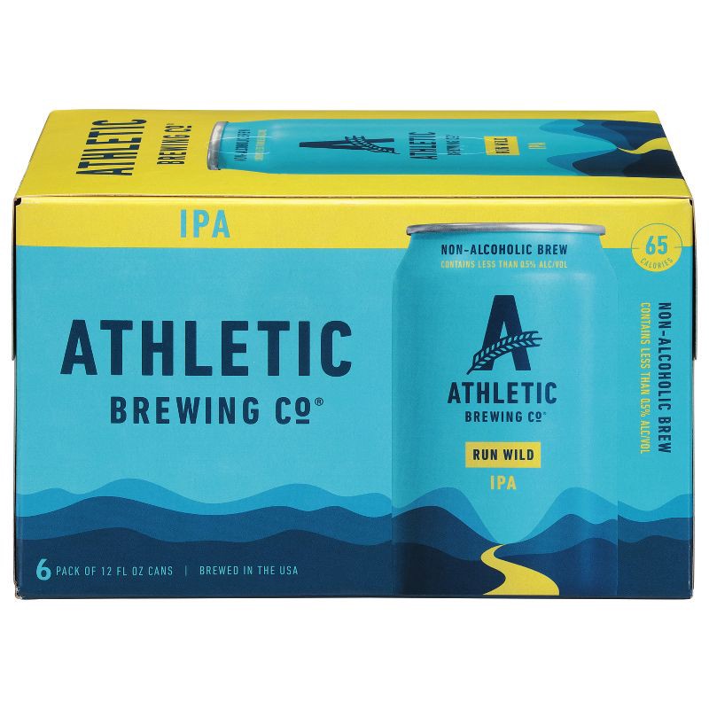 slide 1 of 8, Athletic Brewing Company Run Wild Non-Alcoholic IPA Beer - 6pk/12 fl oz Cans, 6 ct; 12 fl oz