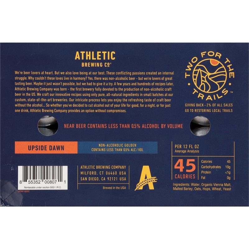 slide 3 of 10, Athletic Brewing Company Upside Dawn Non-Alcoholic Golden Ale - 6pk/12 fl oz Cans, 6 ct; 12 fl oz