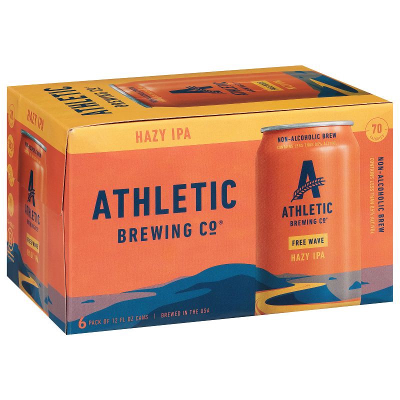 slide 2 of 9, Athletic Brewing Company Free Wave Non-Alcoholic Hazy IPA - 6pk/12 fl oz Cans, 6 ct; 12 fl oz