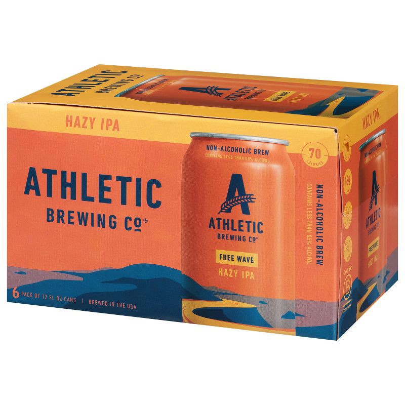 slide 3 of 9, Athletic Brewing Company Free Wave Non-Alcoholic Hazy IPA - 6pk/12 fl oz Cans, 6 ct; 12 fl oz