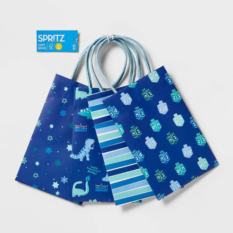 slide 3 of 3, 4ct Hanukkah Gift Bags - Spritz™, 4 ct