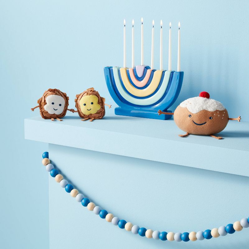 slide 2 of 3, 10"x6" Taper Ceramic Rainbow Hanukkah Menorah - Spritz™, 1 ct