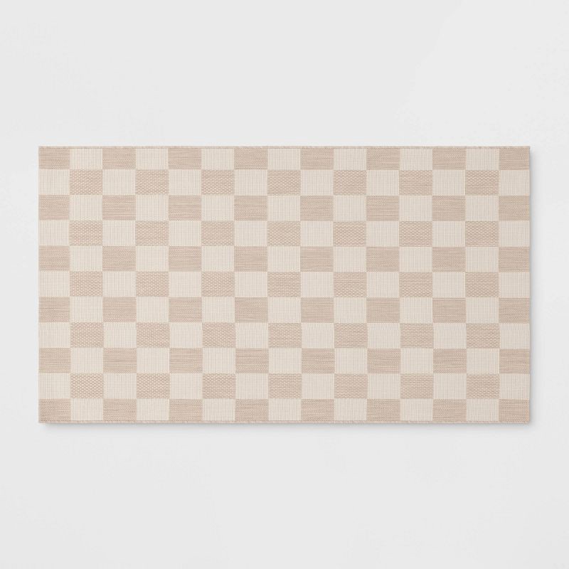 slide 1 of 4, 3'11"x5'5" Checkered Rectangular Indoor Outdoor Area Rug - Room Essentials™, 1 ct