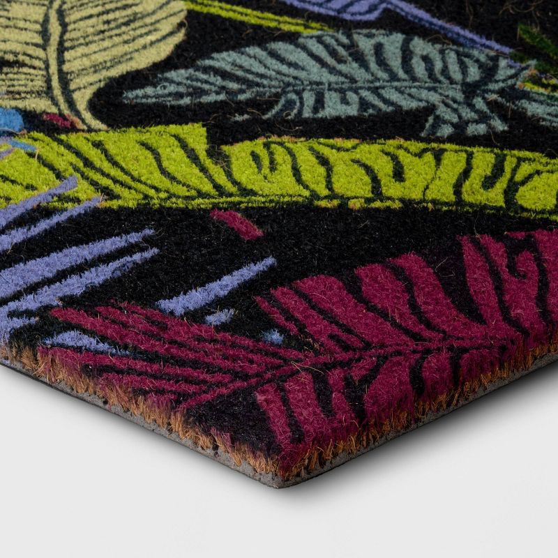 slide 3 of 4, 1'6"x2'6" Palm and Banana Rectangular Outdoor Tropical Doormat Navy Blue - Threshold™, 1 ct