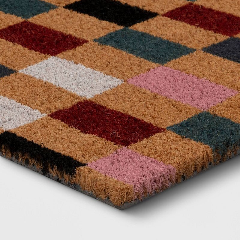 slide 3 of 4, 1'6"x2'6" Block Checker Hello Doormat - Threshold™, 1 ct
