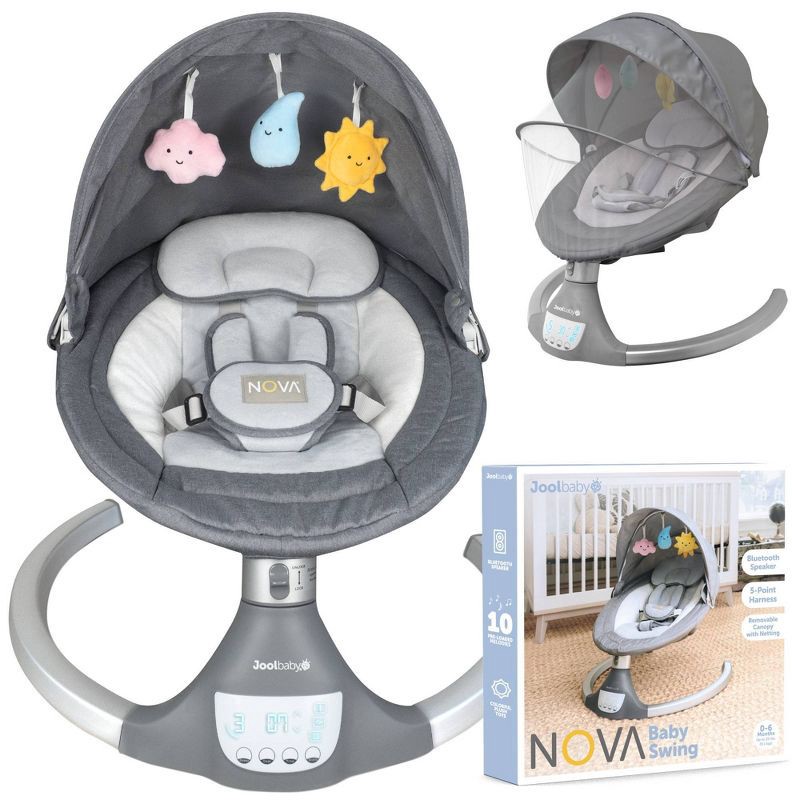 slide 1 of 7, Jool Baby Nova Motorized Infant Baby Swing - Gray, 1 ct