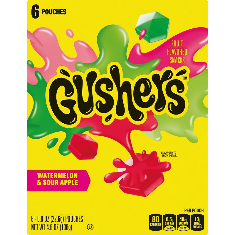 slide 9 of 9, Fruit Gushers Gushers Watermelon Sour Apple - 4.8oz/6ct, 4.8 oz, 6 ct