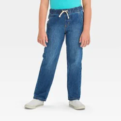 Boys' Straight Fit Pull-On Pants - Cat & Jack™ Medium Wash 5: Denim, Elastic Waist, Mid Rise, Machine Washable