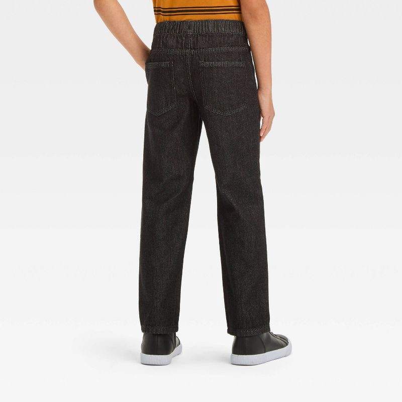 slide 2 of 5, Boys' Straight Fit Pull-On Pants - Cat & Jack™ Black 7: Denim, Elastic Waist, Mid Rise, 1 ct