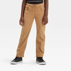 Boys' Straight Pull-On Pants - Cat & Jack™ Khaki 7: Midweight, Elastic Waist, Dobby Fabric
