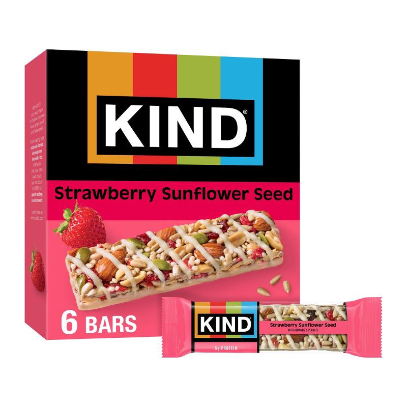 slide 1 of 10, KIND Bars Strawberry Sunflower Seed Gluten Free Snacks - 8.4oz/6ct, 6 ct; 8.4 oz