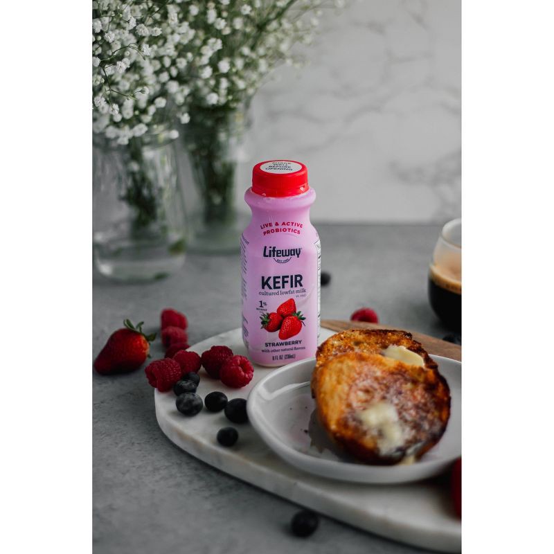 slide 2 of 3, Lifeway Kefir Strawberry Low Fat Milk Smoothie - 8 fl oz, 8 fl oz