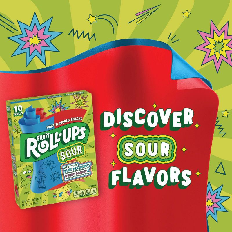 slide 2 of 7, Fruit Roll-Ups Fruit Rollups Sour - 5oz/10ct, 5 oz, 10 ct