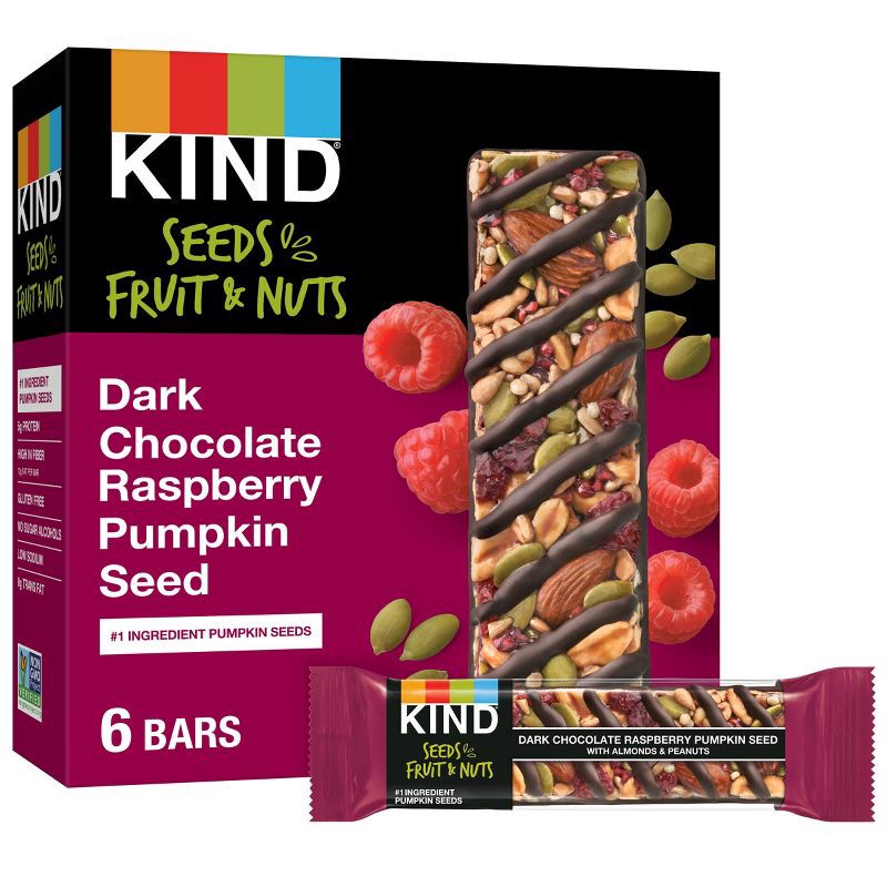 slide 7 of 10, KIND Bars Dark Chocolate Raspberry Pumpkin Seed Gluten Free Snacks - 8.4oz/6ct, 6 ct; 8.4 oz