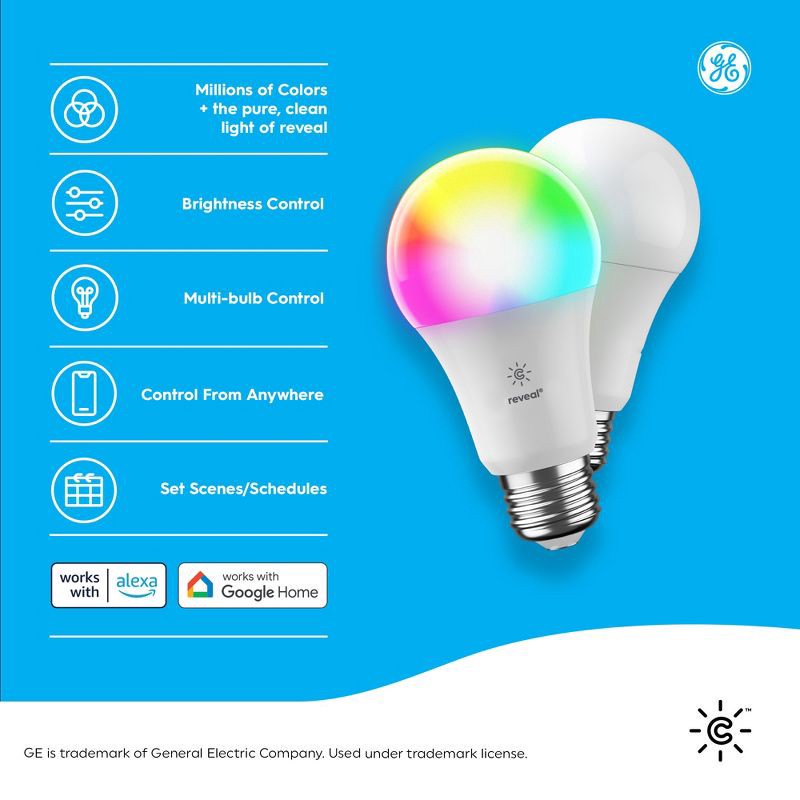 slide 2 of 12, GE Household Lighting GE 3pk Cync Reveal Full Color A19, 3 ct