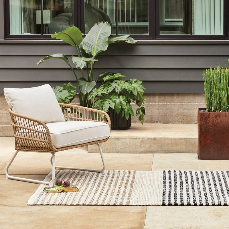 slide 2 of 4, 5'x7' Color Block Braided Outdoor Area Rug Ivory -Threshold™, 1 ct