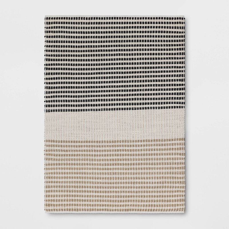 slide 1 of 4, 5'x7' Color Block Braided Outdoor Area Rug Ivory -Threshold™, 1 ct